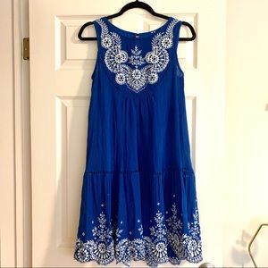 Free People Blue gauze embroidered summer dress